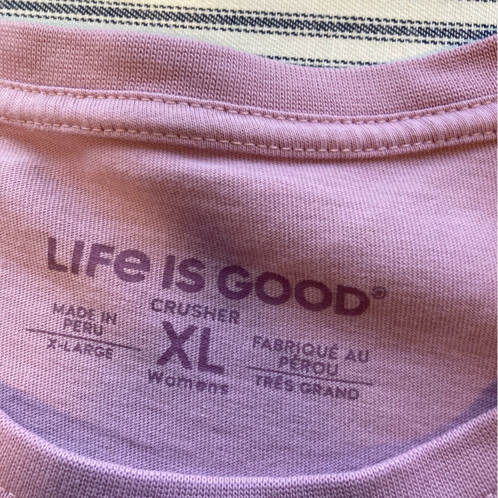 NWOT Life Is Good Women’s Mauve/Pink Long Sleeve Tee, with Cat Snowman, Size XL - Picture 3 of 13